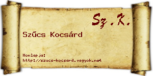 Szűcs Kocsárd névjegykártya